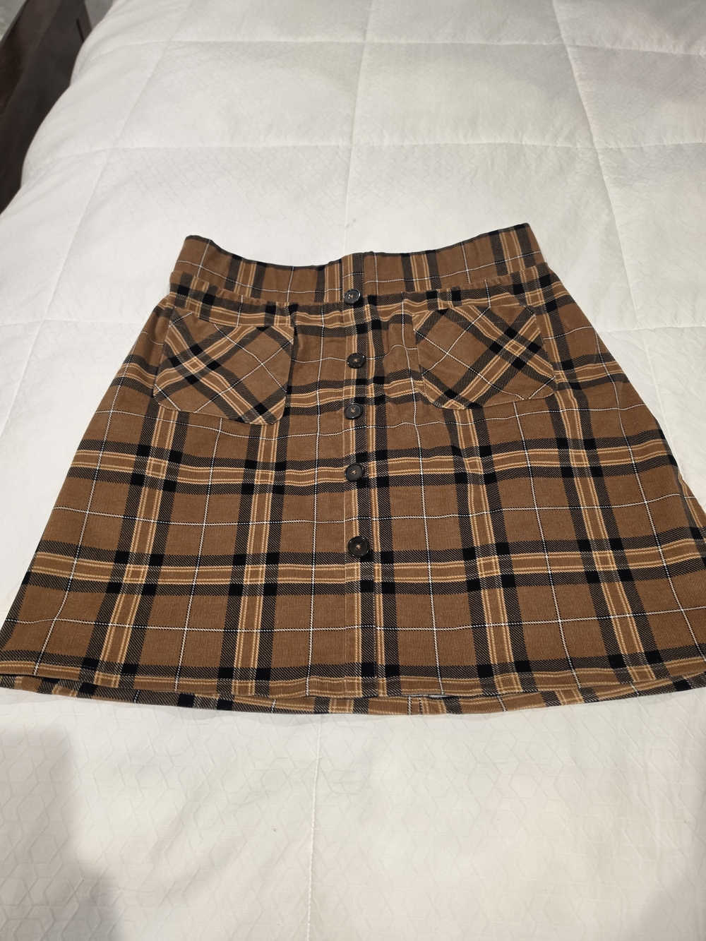 torrid Brown Plaid, Faux Button-Front Mini Skirt, Size 00 (10)